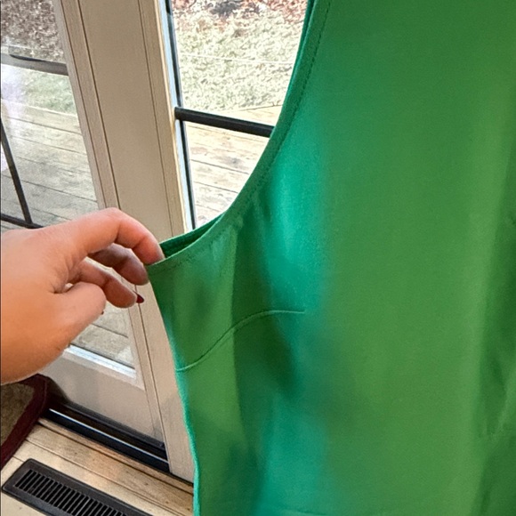 J. Crew Collection Crepe Feather Trim Green Sleeveless Lined Sz M Dress NWT - Picture 3 of 14